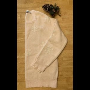 NWOT LOFT Soft pink sweater with white snowflakes